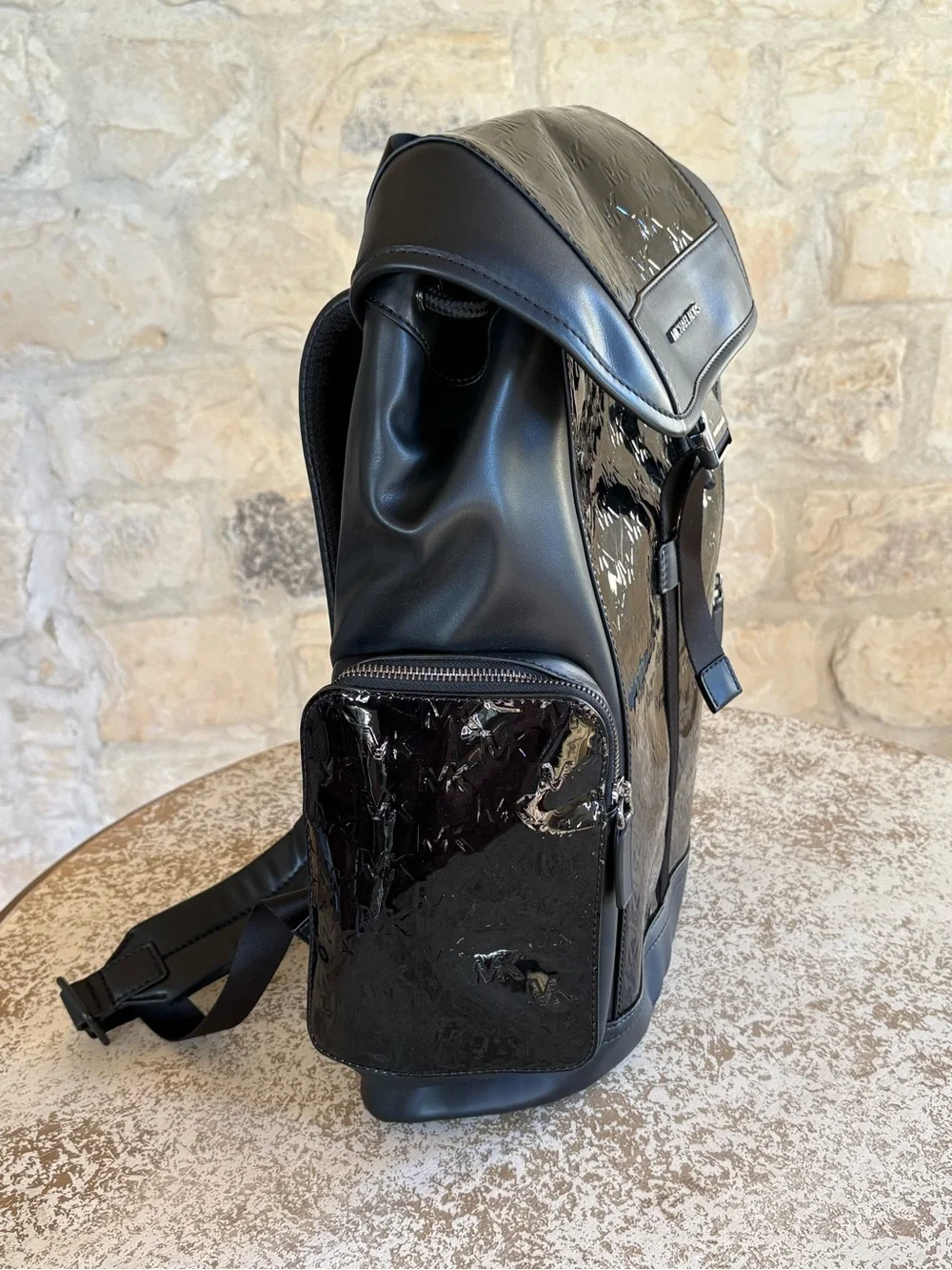 Michael Kors Black Patent Leather Men's Backpack item 282